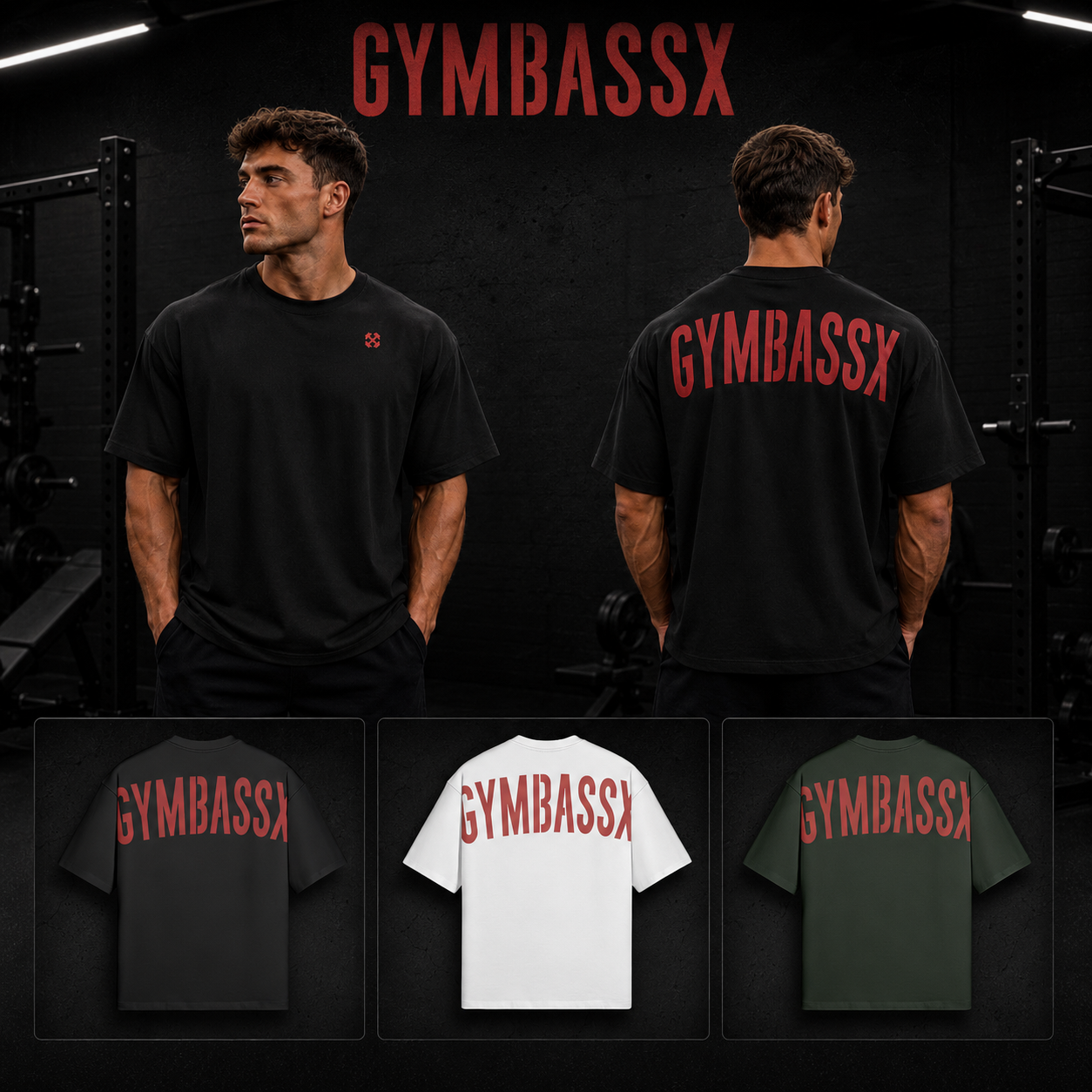 GYMBASSX OVERSIZED  Premium Boxy Fit Tee — Crimson Impact