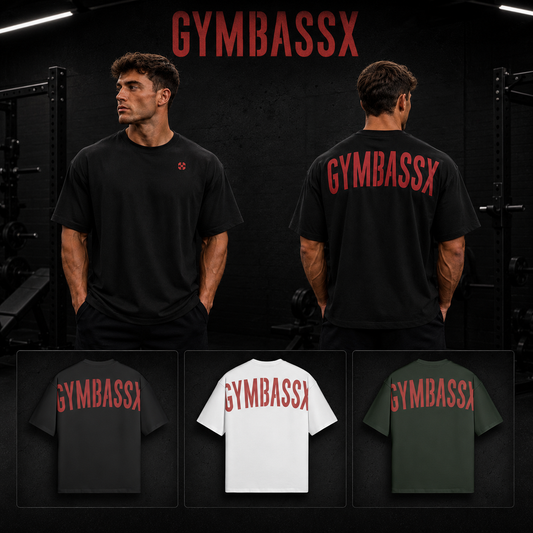 GYMBASSX OVERSIZED  Premium Boxy Fit Tee — Crimson Impact
