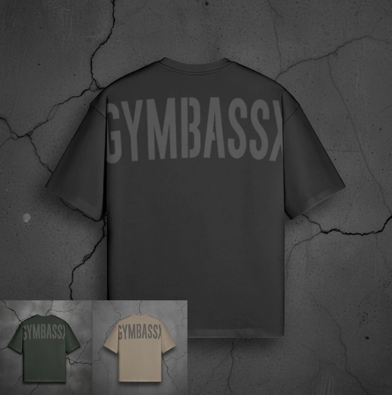 GymBassX Premium Boxy Fit Tee — Shadow Black