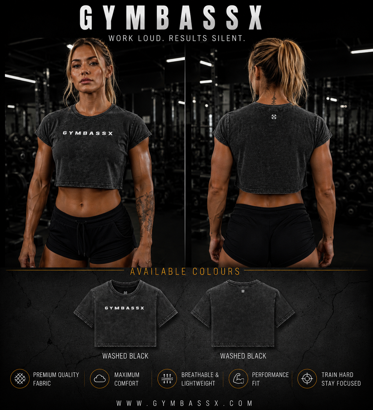 GYMBASSX Washed Crop Tee