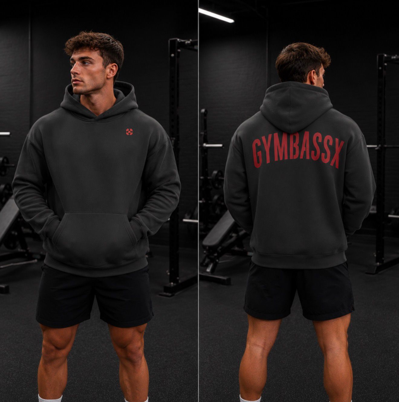 GYMBASSX Crimson Oversized Hoodie