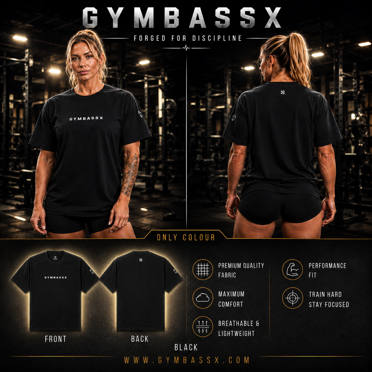 GYMBASSX Oversized GIRL Tee – Black