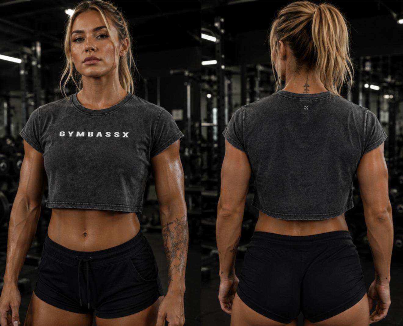 GYMBASSX Washed Crop Tee