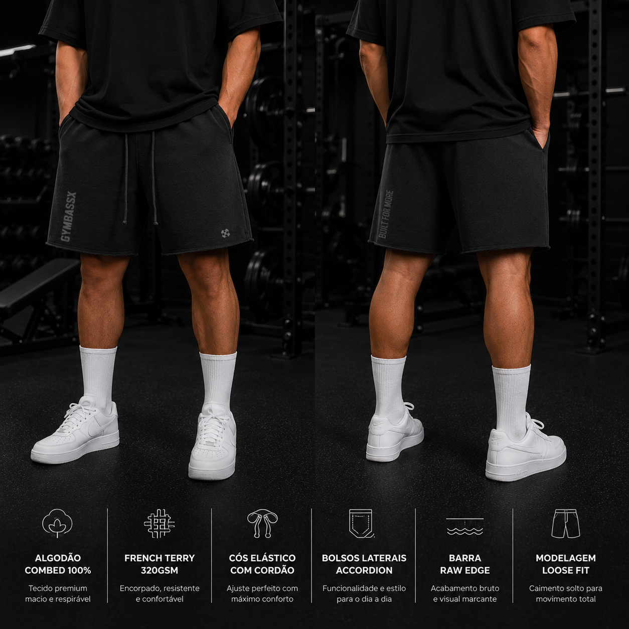 GYMBASSX Clipped Edge Cotton Sweatshorts