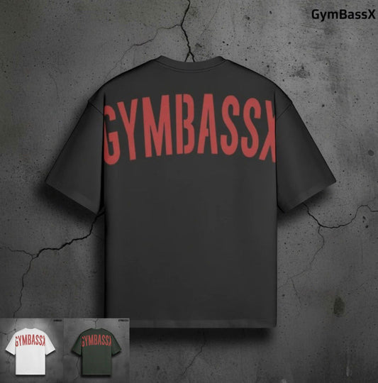 GymBassX Premium Boxy Fit Tee — Crimson Impact