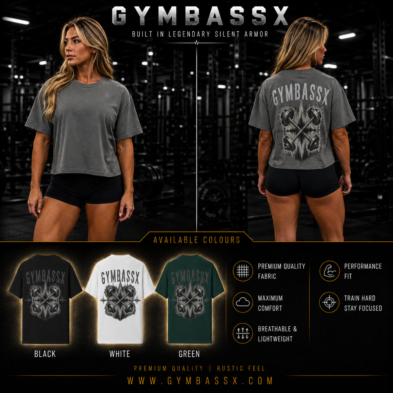 GYMBASSX Women's Power Dumbbells- Tee