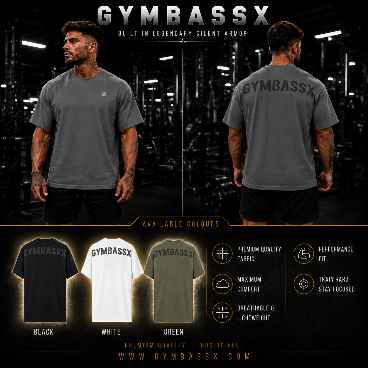GYMBASSX OVERSIZED Shadow Core Heavyweight Tee