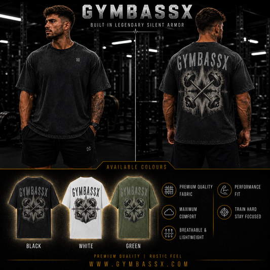 GYMBASSX OVERSIZED Men's  Power Dumbbells- Tee