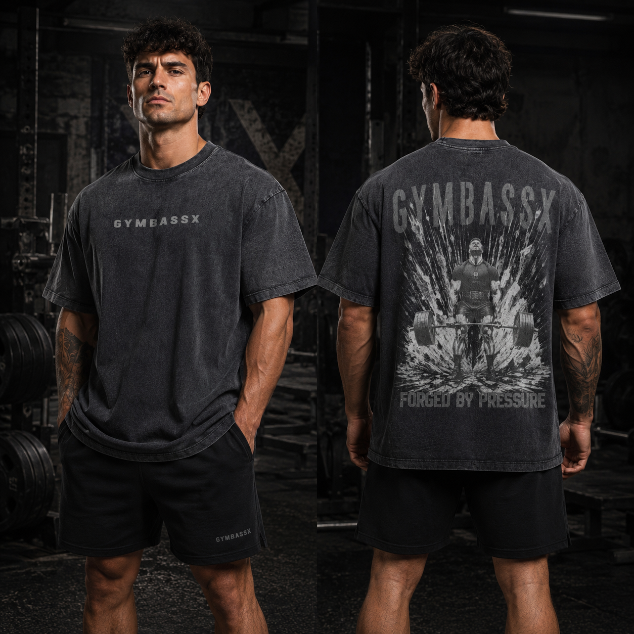 GYMBASSX Oversized Men's Forged By Pressure Tee