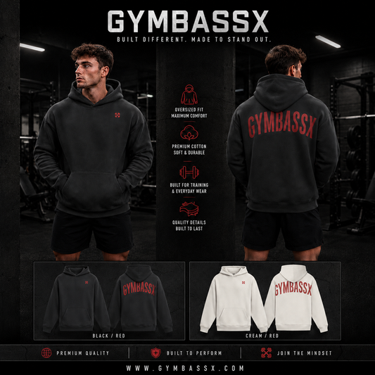 GYMBASSX Crimson Oversized Hoodie