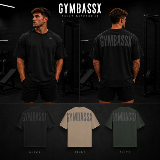 GYMBASSX OVERSIZED  Premium Boxy Fit Tee — Shadow Black