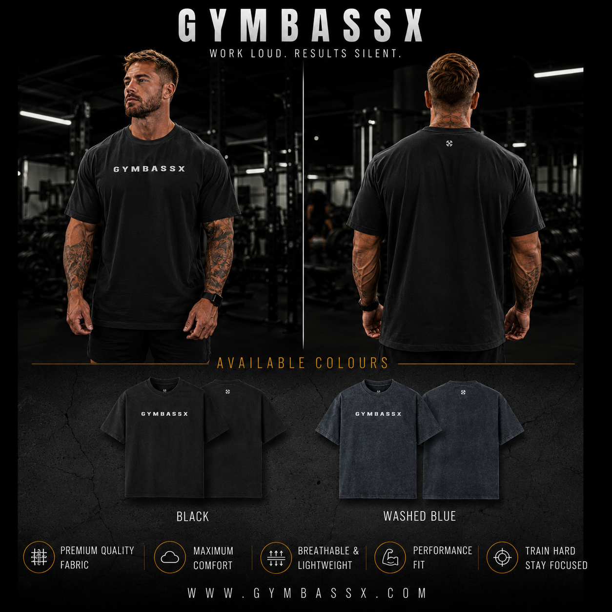GYMBASSX Oversized  Minimal Front Tee