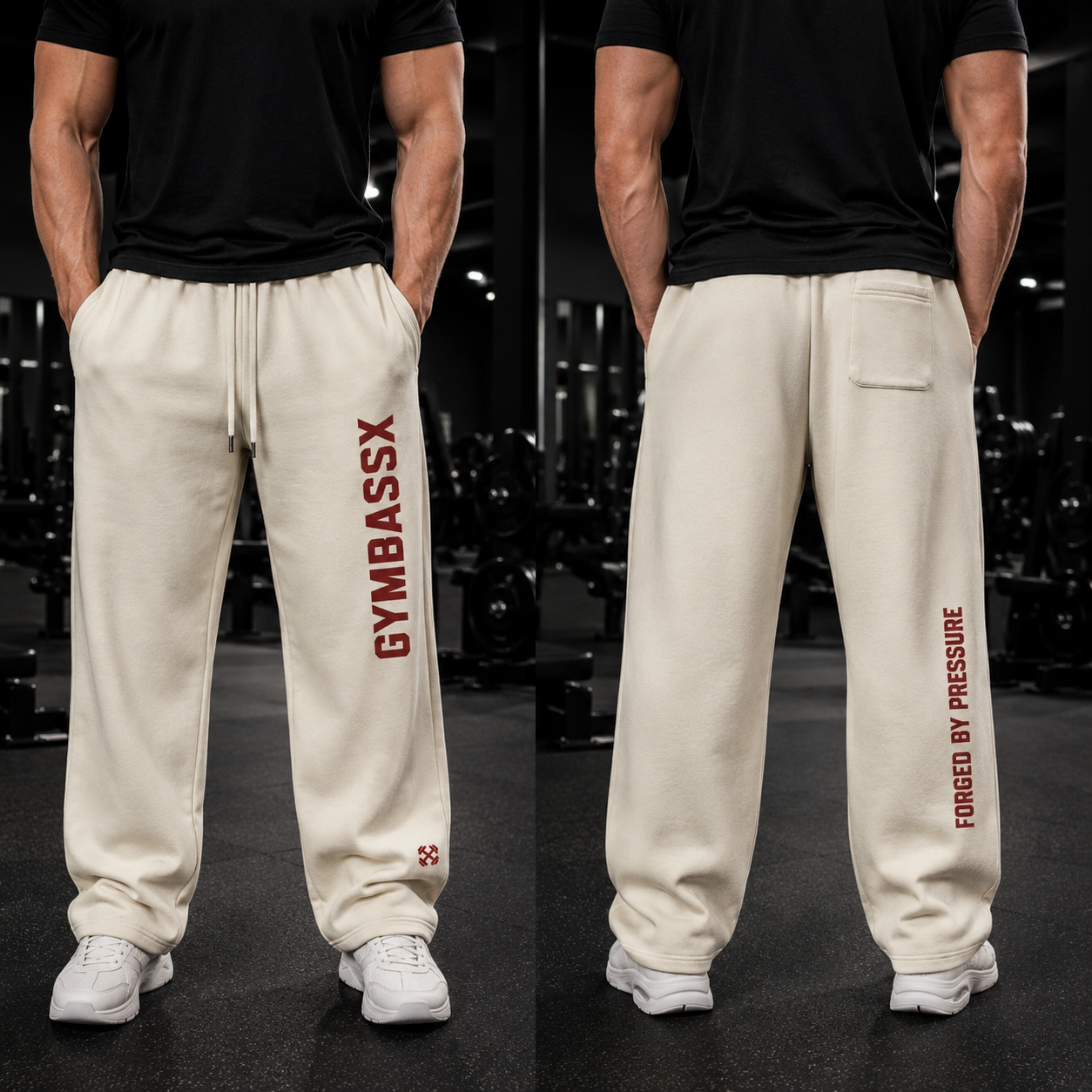GYMBASSX Forged By Pressure Relaxed Sweatpants – Ivory
