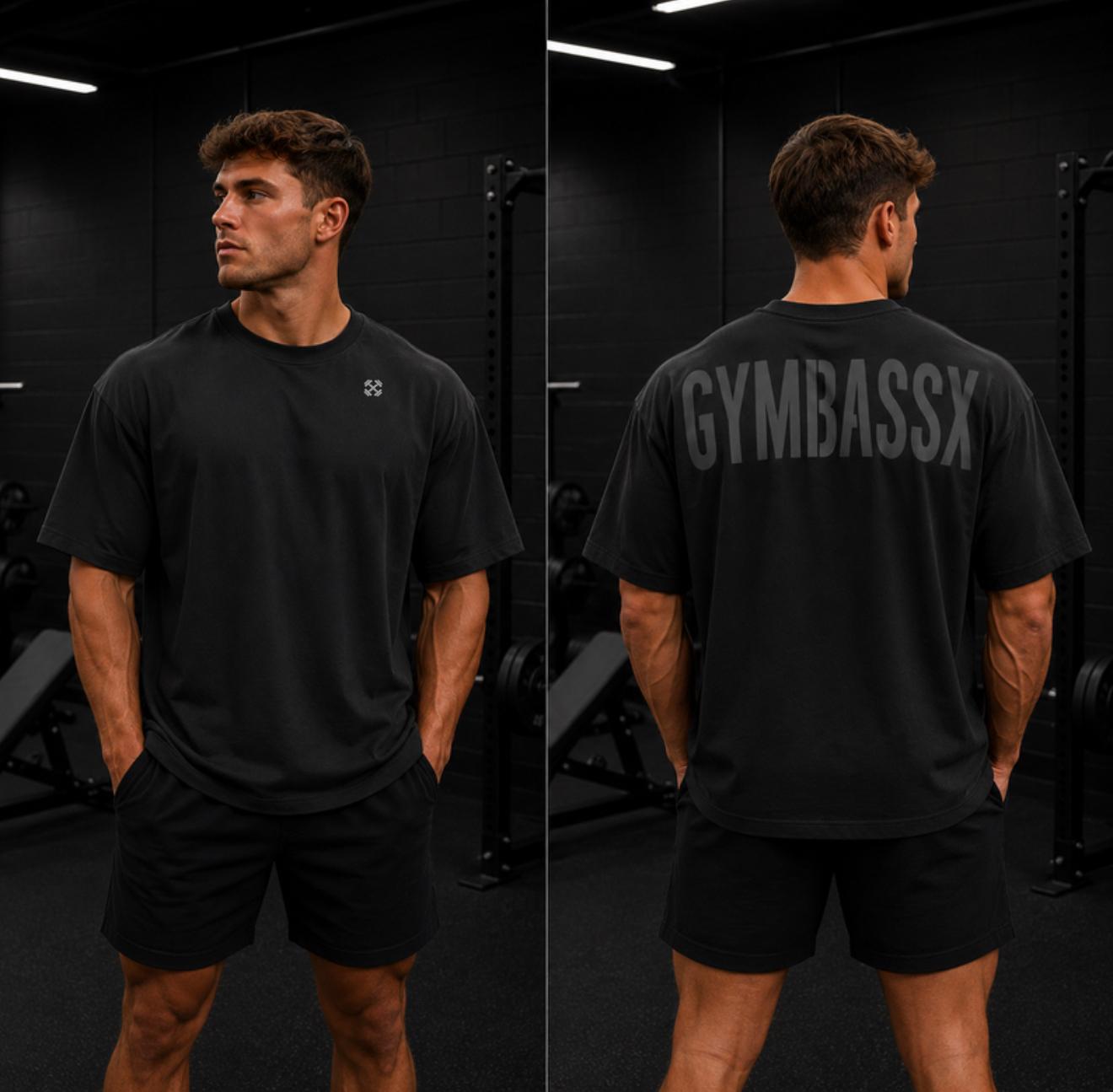 GymBassX Premium Boxy Fit Tee — Shadow Black